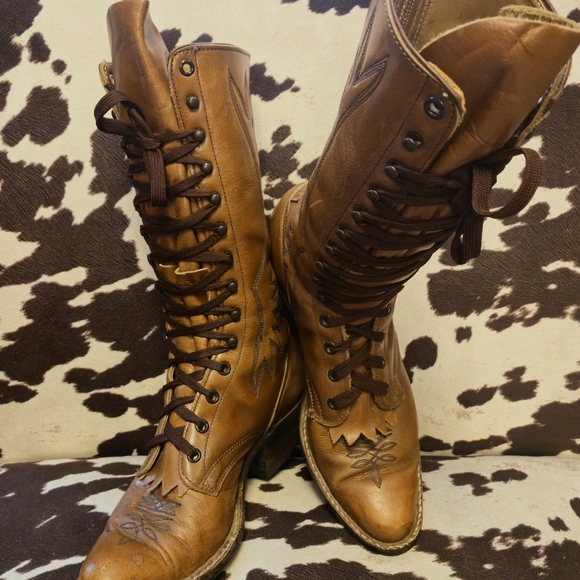 Brown Leather Lace-Up Boots - Picture 5 of 6